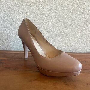 Prada - Beige Leather Round Toe Platform Pumps EU 38.5